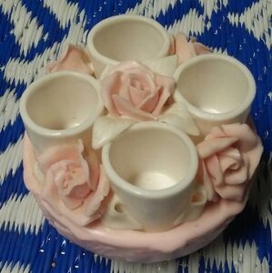 Pink Rose Ceramic Candle Holder